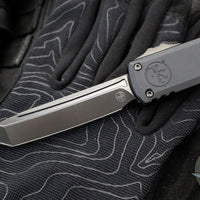 Microtech Ultratech ZBP Zero Blade Play OTF Knife- Tanto Edge- Shadow Edition- Black Handle- Black DLC Plain Edge Blade- DLC Hardware 1123-1 DLCTSH