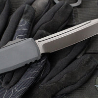 Microtech Ultratech ZBP Zero Blade Play OTF Knife- Tanto Edge- Shadow Edition- Black Handle- Black DLC Plain Edge Blade- DLC Hardware 1123-1 DLCTSH