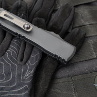 Microtech Ultratech ZBP Zero Blade Play OTF Knife- Tanto Edge- Shadow Edition- Black Handle- Black DLC Plain Edge Blade- DLC Hardware 1123-1 DLCTSH