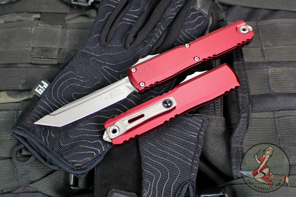 Microtech Ultratech OTF Knife- GEN IV- Tanto Edge- Merlot Handle- Apocalyptic Finished Blade 11234-10 APMR