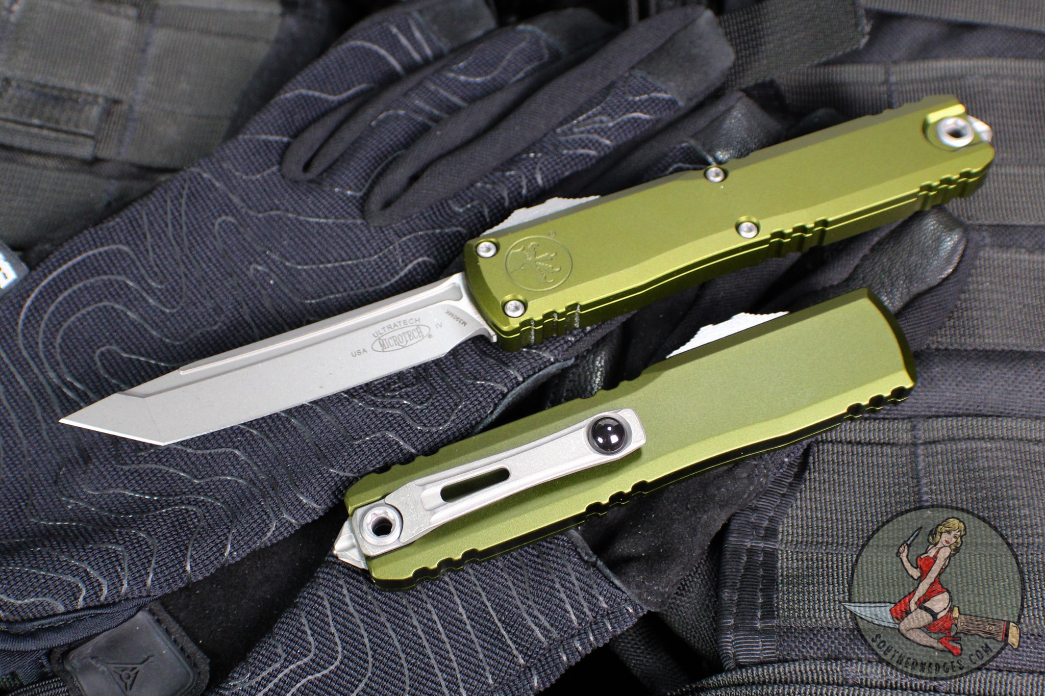 Microtech Ultratech OTF Knife- GEN IV- Tanto Edge- OD Green Handle- Ap ...