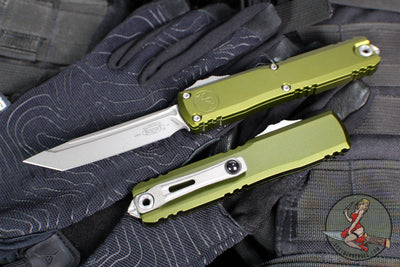 Microtech Ultratech OTF Knife- GEN IV- Tanto Edge- OD Green Handle- Apocalyptic Finished Blade 11234-10 APOD