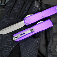 Microtech Ultratech OTF Knife- GEN IV- Tanto Edge- Purple Handle- Apocalyptic Finished Blade 11234-10 APPU