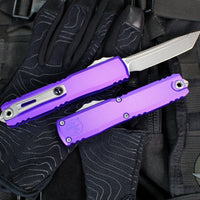 Microtech Ultratech OTF Knife- GEN IV- Tanto Edge- Purple Handle- Apocalyptic Finished Blade 11234-10 APPU