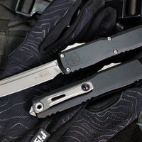 Microtech Ultratech OTF Knife- GEN IV- Tanto Edge- Black Handle- Apocalyptic Finished Blade 11234-10 AP