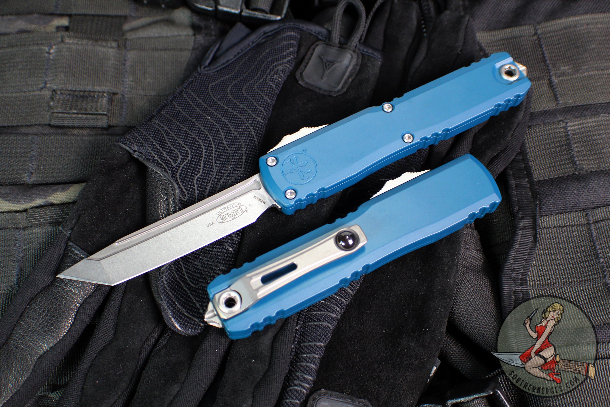 Microtech Ultratech OTF Knife- GEN IV- Tanto Edge- Deep Ocean Finished ...