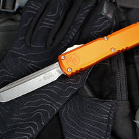 Microtech Ultratech OTF Knife- GEN IV- Tanto Edge- Orange Handle- Stonewash Finished Blade 11234-10 OR