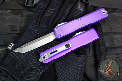 Microtech Ultratech OTF Knife- GEN IV- Tanto Edge- Purple Handle- Stonewash Finished Blade 11234-10 PU