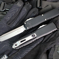 Microtech Ultratech OTF Knife- GEN IV- Tanto Edge- Black Handle- Stonewash Finished Blade 11234-10