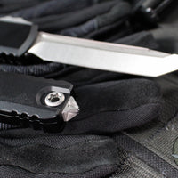 Microtech Ultratech OTF Knife- GEN IV- Tanto Edge- Black Handle- Stonewash Finished Blade 11234-10