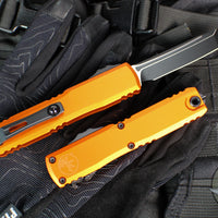 Microtech Ultratech OTF Knife- GEN IV- Tanto Edge- Orange Handle- Black Finished Blade 11234-1 OR