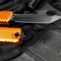Microtech Ultratech OTF Knife- GEN IV- Tanto Edge- Orange Handle- Black Finished Blade 11234-1 OR
