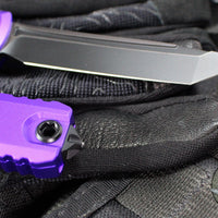 Microtech Ultratech OTF Knife- GEN IV- Tanto Edge- Purple Handle- Black Finished Plain Edge Blade 11234-1 PU