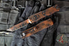 Microtech Ultratech OTF Knife- GEN IV- Tanto Edge- Topographic Black/Orange Camo Finished Handle And Plain Edge Blade 11234-1 TPBKORCS
