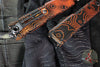 Microtech Ultratech OTF Knife- GEN IV- Tanto Edge- Topographic Black/Orange Camo Finished Handle And Plain Edge Blade 11234-1 TPBKORCS