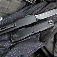 Microtech Ultratech OTF Knife- GEN IV- Tactical- Tanto Edge- Black Handle- Black Finished Plain Edge Blade 11234-1 T