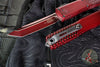 Microtech Ultratech OTF Knife- GEN IV- Half Tri-Grip- Tanto Edge- Red Abrasion Finished Handle- Red Abrasion Finished Plain Edge Blade 11234HT-1 RDAA