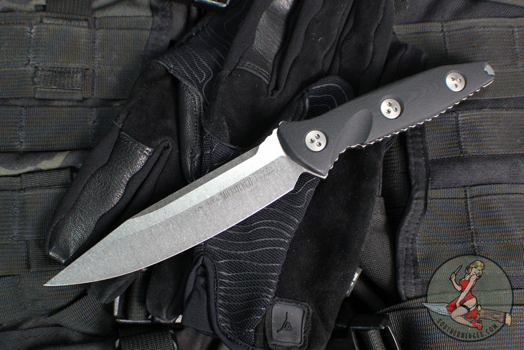 s*x様 90s archive STONE  ブラックフェード短丈 Microtech Socom Alpha Fixed Blade- Black Handle- Stonewash Blade