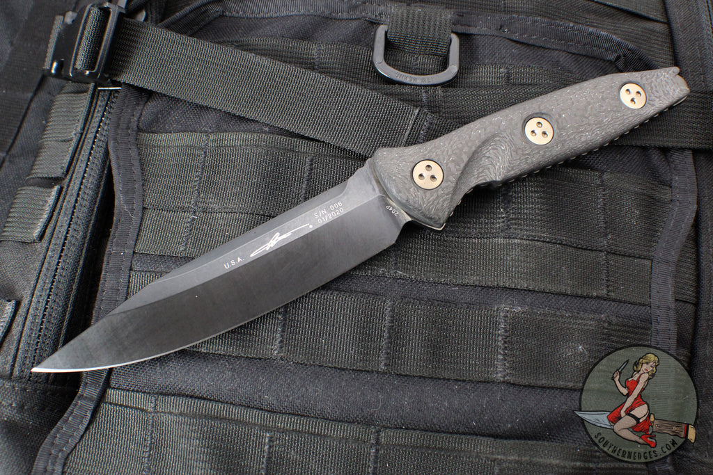 Microtech Socom Alpha Fixed Blade- Single Edge- Carbon Fiber Handle- Black DLC Blade 113-1 DLCCFS SERIAL NUMBER 06
