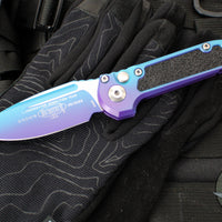 Microtech LUDT OTS Knife- Single Edge- Aurora Finished Handle- Aurora Finished Plain Edge Blade 1135-1 LPAUS