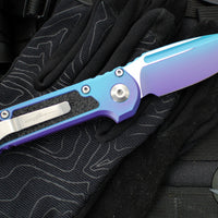Microtech LUDT OTS Knife- Single Edge- Aurora Finished Handle- Aurora Finished Plain Edge Blade 1135-1 LPAUS