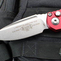 Microtech LUDT OTS Knife- Merlot Red Handle- Stonewash Blade 1135-10 MR