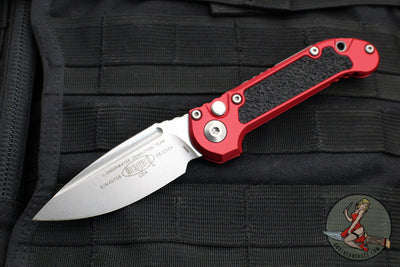 Microtech LUDT OTS Knife- Red Handle- Stonewash Blade 1135-10 RD