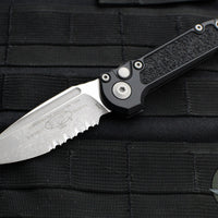 Microtech 2024 LUDT OTS Knife- Black Handle- Apocalyptic Part Serrated Blade 1135-11 AP