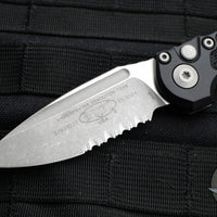 Microtech 2024 LUDT OTS Knife- Black Handle- Apocalyptic Part Serrated Blade 1135-11 AP