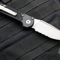 Microtech 2024 LUDT OTS Knife- Black Handle- Apocalyptic Part Serrated Blade 1135-11 AP