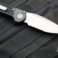 Microtech 2024 LUDT OTS Knife- Black Handle- Apocalyptic Part Serrated Blade 1135-11 AP