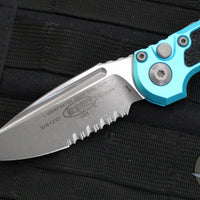 Microtech 2024 LUDT OTS Knife- Turquoise Handle- Apocalyptic Part Serrated Blade 1135-11 APTQ