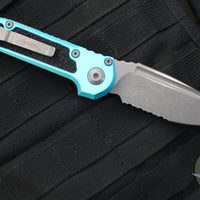 Microtech 2024 LUDT OTS Knife- Turquoise Handle- Apocalyptic Part Serrated Blade 1135-11 APTQ