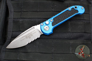 Microtech 2024 LUDT OTS Knife- Blue Handle- Stonewash Part Serrated Blade 1135-11 BL