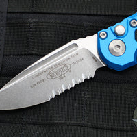 Microtech 2024 LUDT OTS Knife- Blue Handle- Stonewash Part Serrated Blade 1135-11 BL