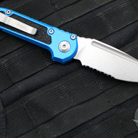 Microtech 2024 LUDT OTS Knife- Blue Handle- Stonewash Part Serrated Blade 1135-11 BL