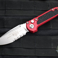 Microtech 2024 LUDT OTS Knife- Red Handle- Stonewash Part Serrated Blade 1135-11 RD