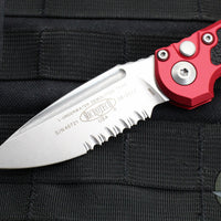 Microtech 2024 LUDT OTS Knife- Red Handle- Stonewash Part Serrated Blade 1135-11 RD