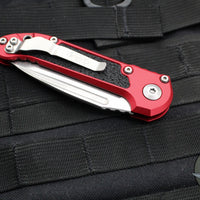 Microtech 2024 LUDT OTS Knife- Red Handle- Stonewash Part Serrated Blade 1135-11 RD