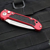 Microtech 2024 LUDT OTS Knife- Red Handle- Stonewash Part Serrated Blade 1135-11 RD