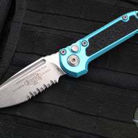 Microtech 2024 LUDT OTS Knife- Turquoise Handle- Stonewash Part Serrated Blade 1135-11 TQ