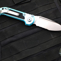 Microtech 2024 LUDT OTS Knife- Turquoise Handle- Stonewash Part Serrated Blade 1135-11 TQ