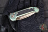 Marfione Select LUDT OTS Knife- Single Edge- Antique Green Anodized Titanium Handle- Textured Inlay- Bronzed Stonewash Part Serrated Edge Blade 1135-14 MS3