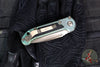 Marfione Select LUDT OTS Knife- Single Edge- Antique Green Anodized Titanium Handle- Textured Inlay- Bronzed Stonewash Part Serrated Edge Blade 1135-14 MS3