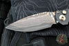 Microtech LUDT OTS Knife- Single Edge- Black Handle- Protech Composites Livewire Carbon Fiber Inlay- Baker Forge Coppermai Damascus Plain Edge Blade 1135-16 MS1