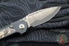 Microtech LUDT OTS Knife- Single Edge- Black Handle- Protech Composites Livewire Carbon Fiber Inlay- Baker Forge Coppermai Damascus Plain Edge Blade 1135-16 MS1