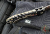 Microtech LUDT OTS Knife- Single Edge- Black Handle- Protech Composites Livewire Carbon Fiber Inlay- Baker Forge Coppermai Damascus Plain Edge Blade 1135-16 MS1