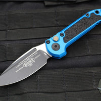 Microtech 2024 LUDT OTS Knife- Single Edge- Blue Handle- Black Plain Edge Blade 1135-1 BL