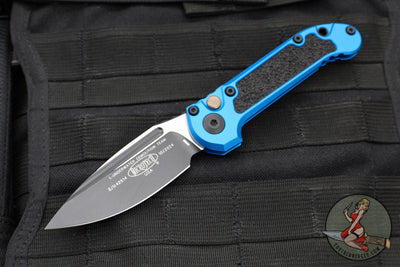 Microtech 2024 LUDT OTS Knife- Single Edge- Blue Handle- Black Plain Edge Blade 1135-1 BL