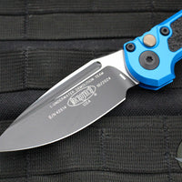 Microtech 2024 LUDT OTS Knife- Single Edge- Blue Handle- Black Plain Edge Blade 1135-1 BL